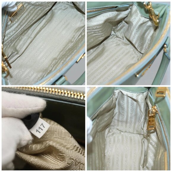 PRADA Galleria Hand Bag Safiano leather 2way Gold Light green Auth 133778 - Picture 15 of 16